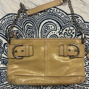 Vintage Tan Patent  Coach Chained Clutch